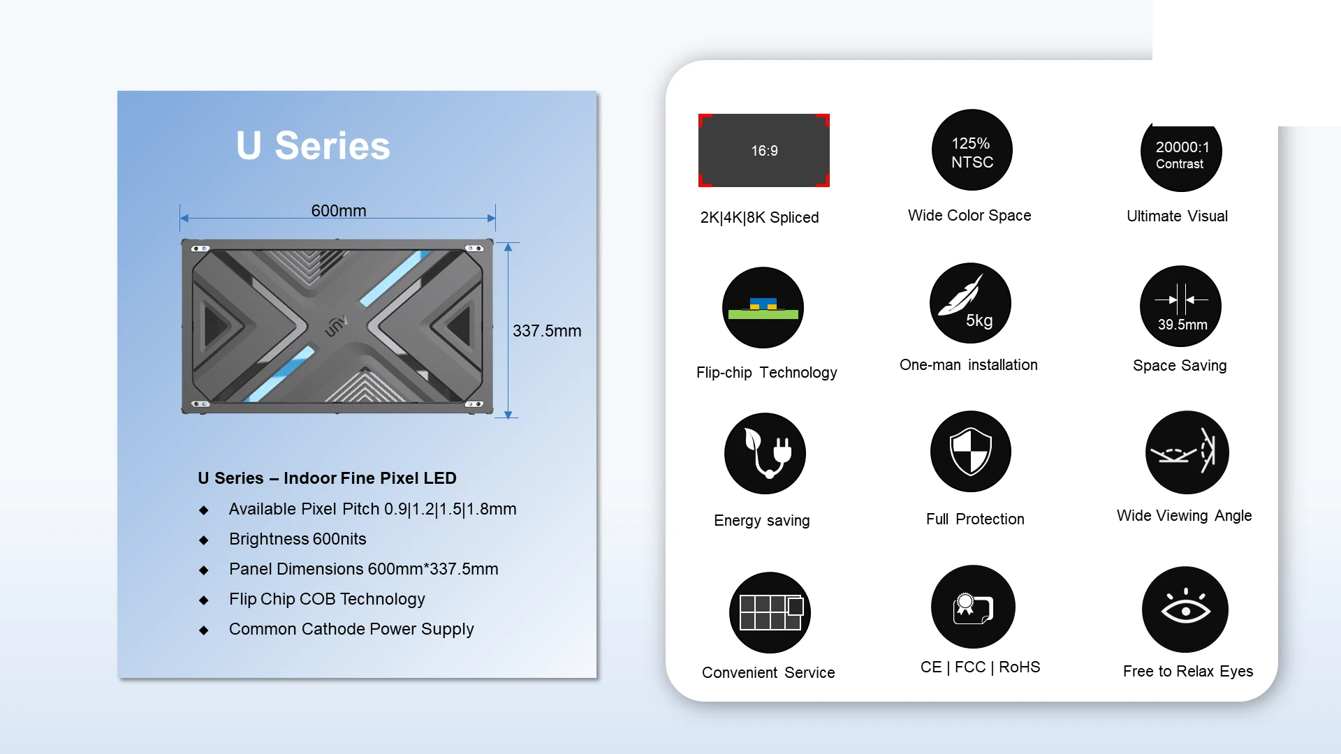 Flip-Chip COB Fine Pitch LED Panel with 16:9 Golden Ratio