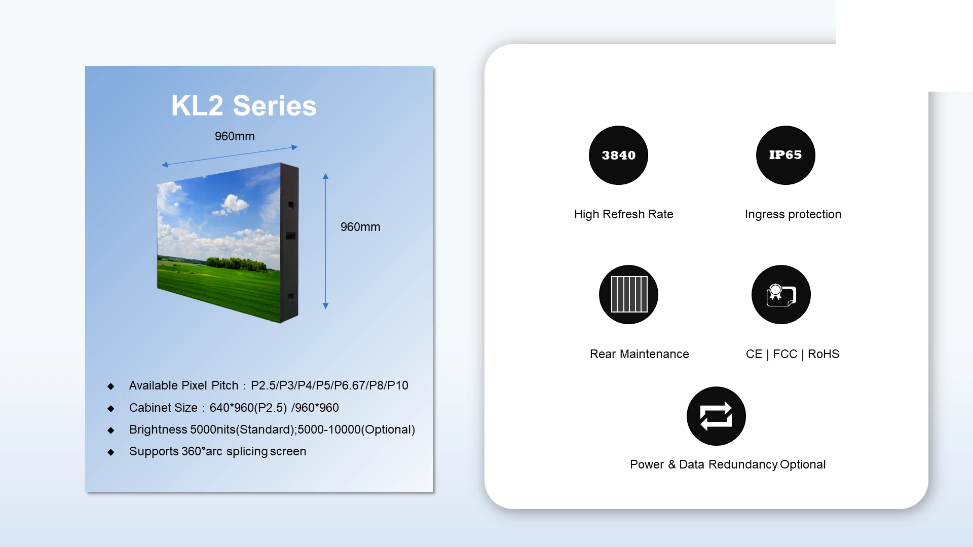 High luminance outdoor LED display with wide voltage power supply
