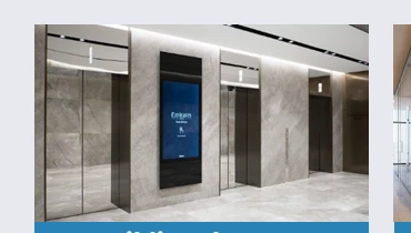 Digital signage in building elevators and lobbies